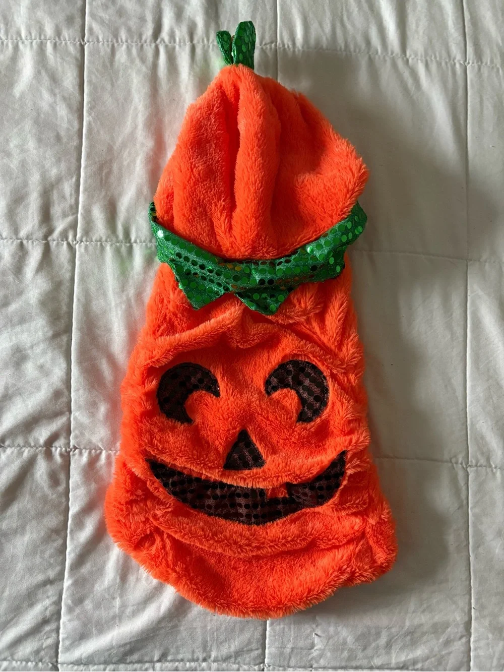 Small Dog/Large Cat Orange Pumpkin Costume w/ Velcro Straps